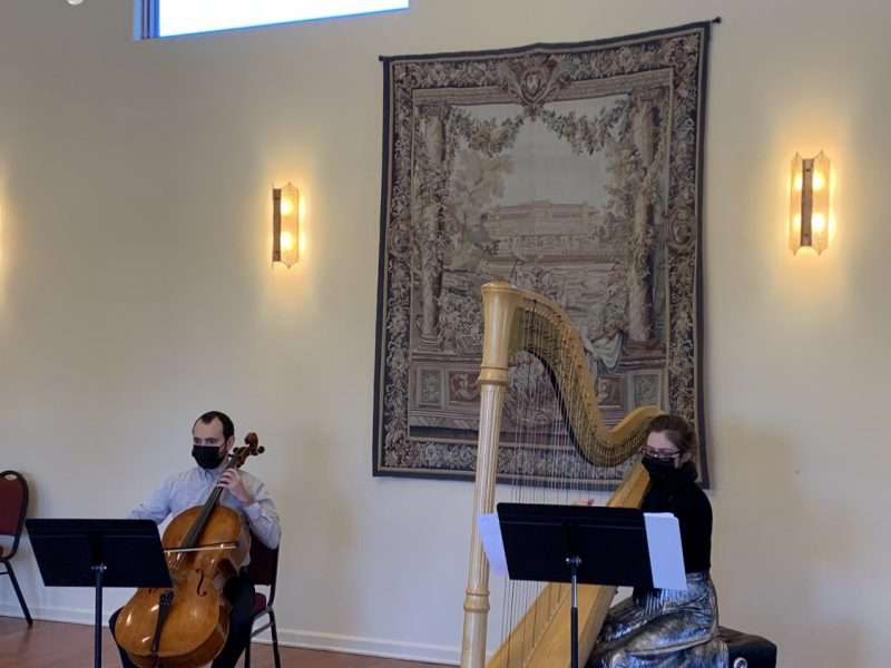 Carla Fabris, harp; Juan David Mejia, cello